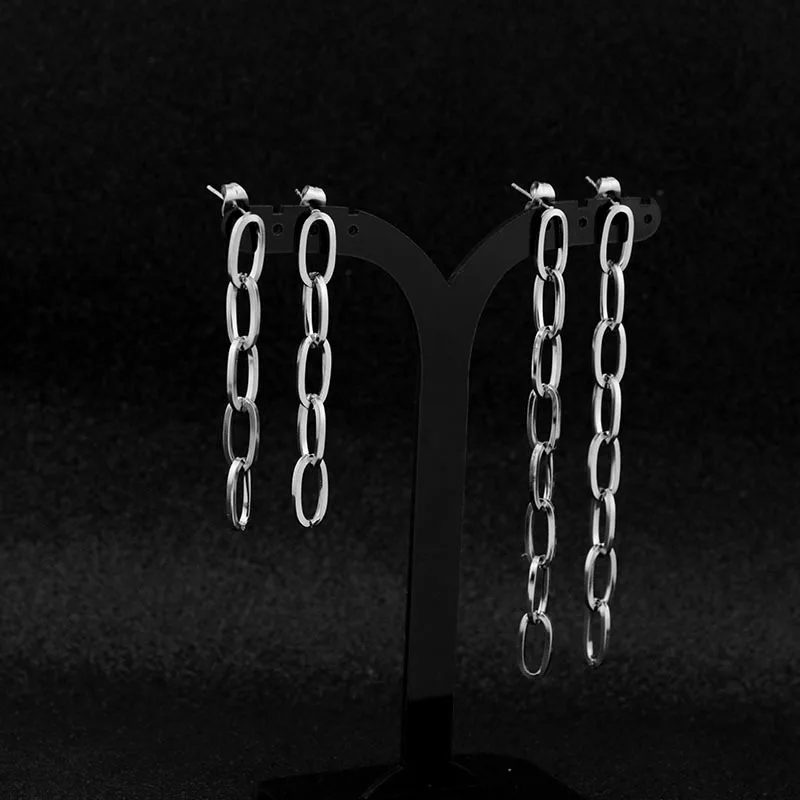 Women's Men's Earrings Stainless Steel Popular Hipster Rock Long Chain Tassel Pendant Hip Hop Boy Male Punk Earrings
Women's Men's Earrings Stainless Steel Popular Hipster Rock Long Chain Tassel Pendant Hip Hop Boy Male Punk Earrings