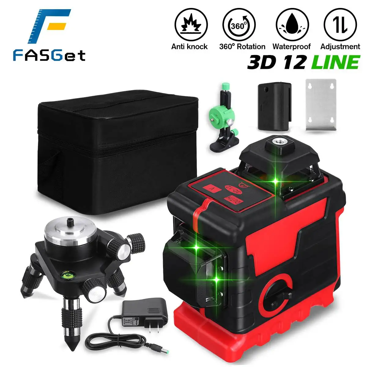 Лазерный уровень FASGet 3D, 12 линий, самонивелирующийся, беспроводной, дистанционный 360 градусов
Лазерный уровень FASGet 3D, 12 линий, самонивелирующийся, беспроводной, дистанционный 360 градусов