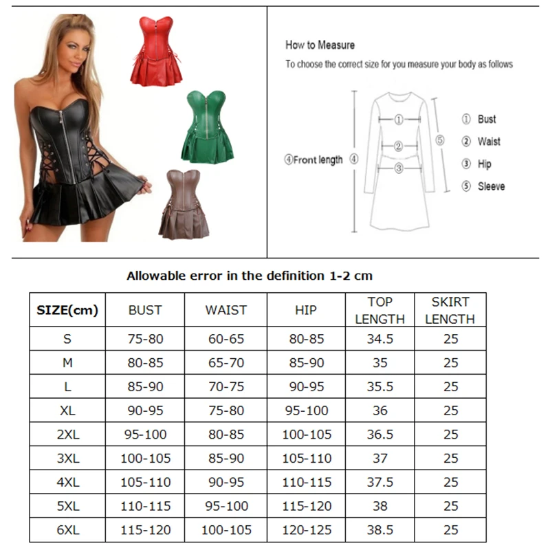 Carnival Halloween Lady Gothic Steampunk Corset Costume Sexy Leather Erotic Mini Skirt Cosplay Fancy Party Dress
Carnival Halloween Lady Gothic Steampunk Corset Costume Sexy Leather Erotic Mini Skirt Cosplay Fancy Party Dress