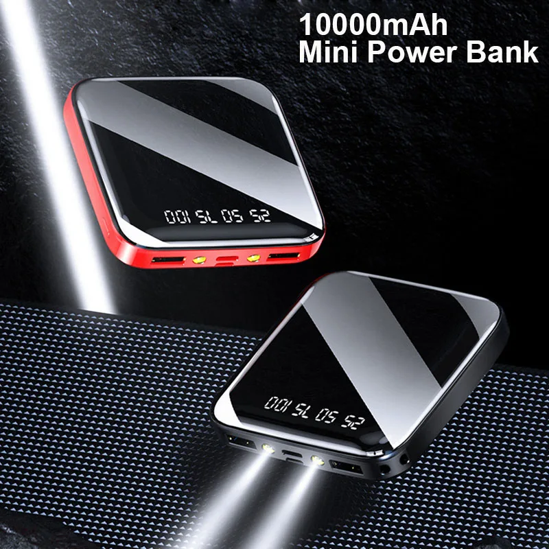 10000mAh Mini Power Bank External Battery Backpack Mirror With Phone Holder Function Powerbank For Smart Mible | Мобильные телефоны