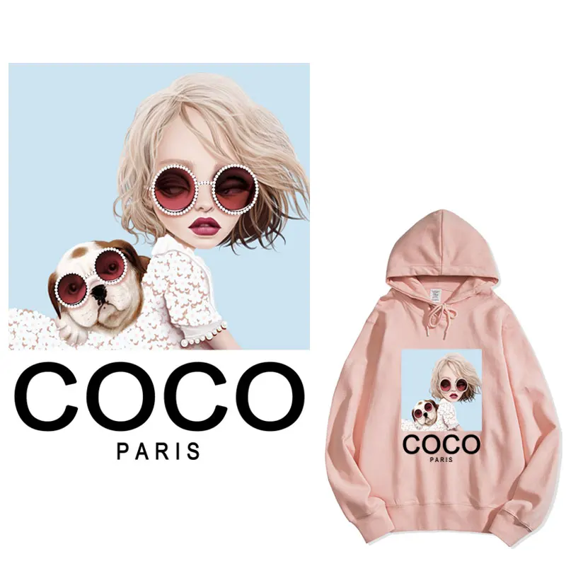 Fashion Paris Girl With Dog Patches For Clothing DIY Iron On Transfers Sticker On Sweatshirt Heat Transfer Jacket Applique Decor
Fashion Paris Girl With Dog Patches For Clothing DIY Iron On Transfers Sticker On Sweatshirt Heat Transfer Jacket Applique Decor