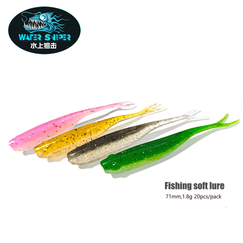 WATER SNIPER 71mm Fork Tail Fishing Soft Lure Silicone Double Color Artificial Baits Fishing Jig Wobbler For Bass Pike Carp Fish
WATER SNIPER 71mm Fork Tail Fishing Soft Lure Silicone Double Color Artificial Baits Fishing Jig Wobbler For Bass Pike Carp Fish
