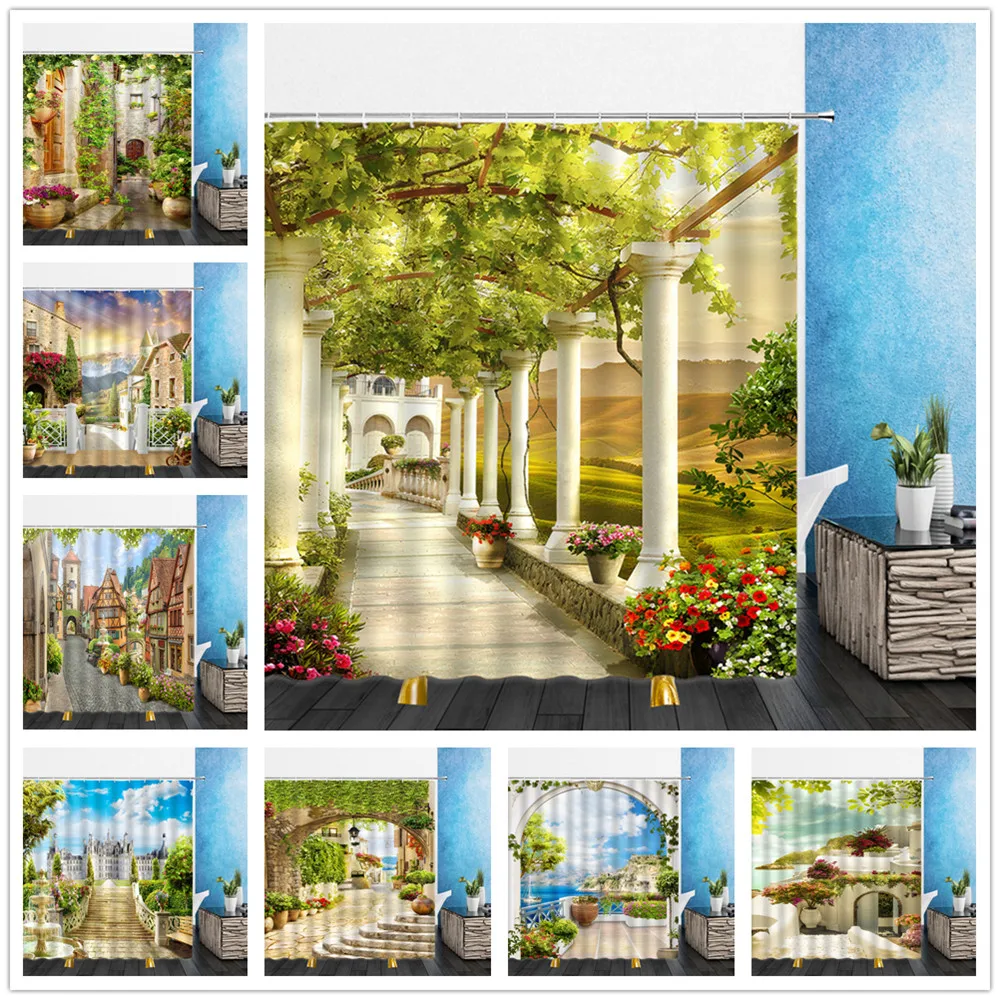 Natural Scenery Shower Curtains European Building Mediterranean Landscape Flower Plant House Street Bathroom Decor Cloth Curtain
Natural Scenery Shower Curtains European Building Mediterranean Landscape Flower Plant House Street Bathroom Decor Cloth Curtain