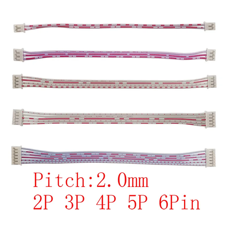 

Разъем JST PH, 10 шт., JST PH 2,0 мм Шаг 2P 3P 4P 5P 6-контактный разъем «Мама-мама», электронные провода, кабельный разъем, красный, белый, 20 см