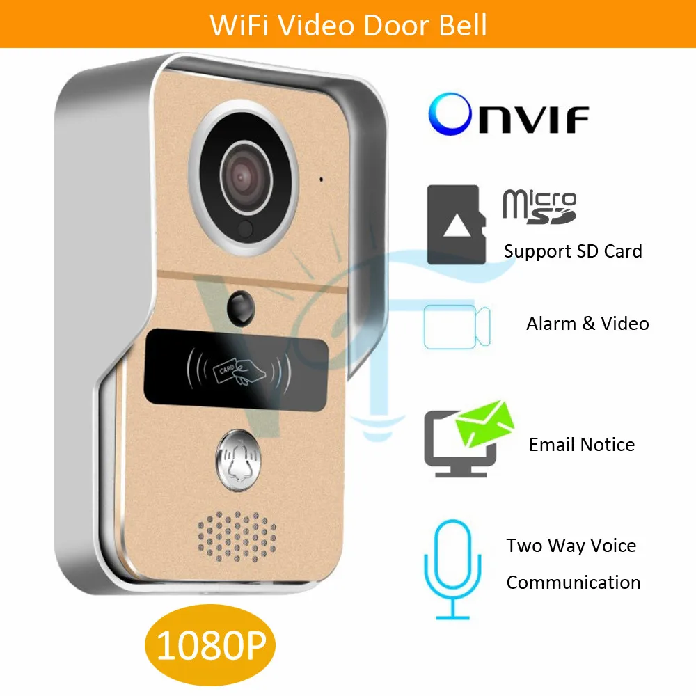 1080P Wi Fi видео дверной звонок ID карта открытая дверь управление через приложение