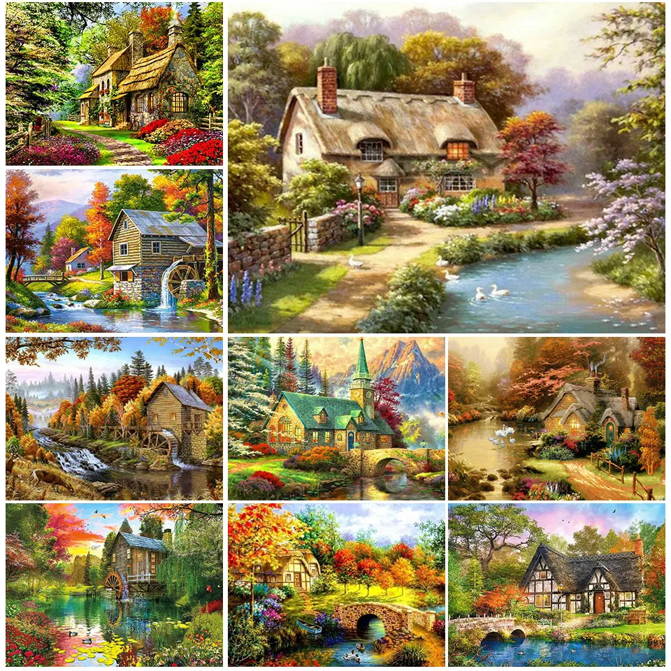 DIY 5D Diamond Painting House Landscape Cross Stitch Kits Full Drill Diamond Embroidery Mosaic Picture of Rhinestones Home Decor
DIY 5D Diamond Painting House Landscape Cross Stitch Kits Full Drill Diamond Embroidery Mosaic Picture of Rhinestones Home Decor