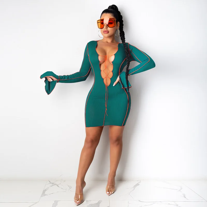 Sexy Flare Dress Summer Ladies Autumn Winter V-Neck Tie Women Bodycon Dresses Streetwear Vestidos De Mujer Casual Robes Femme
Sexy Flare Dress Summer Ladies Autumn Winter V-Neck Tie Women Bodycon Dresses Streetwear Vestidos De Mujer Casual Robes Femme