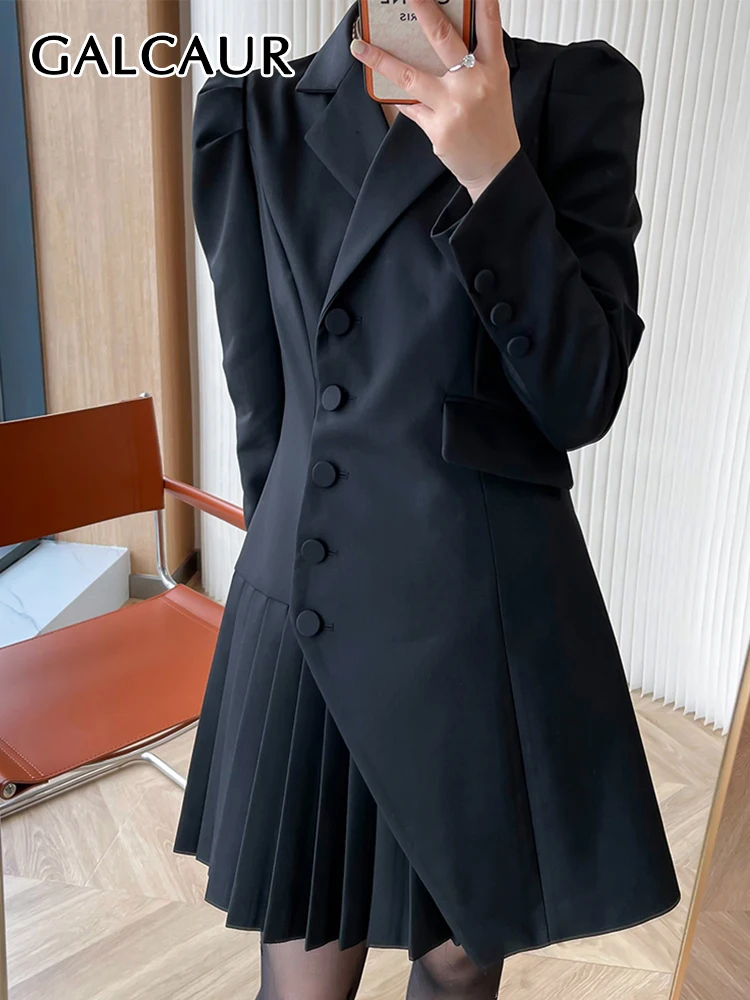 GALCAUR Korean Fashion Black Dress For Women Notched Collar Long Sleeve High Waist Loose Solid Mini Dresses Female Clothing 2021
GALCAUR Korean Fashion Black Dress For Women Notched Collar Long Sleeve High Waist Loose Solid Mini Dresses Female Clothing 2021
