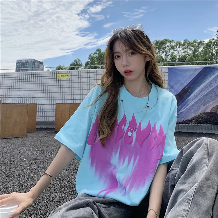 YTX1540 Loose flame love necklace design niche half-sleeved BF wind couple short-sleeved T-shirt women
YTX1540 Loose flame love necklace design niche half-sleeved BF wind couple short-sleeved T-shirt women
