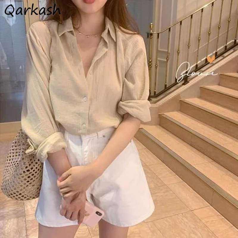 Shirts Women Elegant Female Solid Turn Down Collar Office All Match Korean Style Simple Casual Design College Loose Spring Chic
Shirts Women Elegant Female Solid Turn Down Collar Office All Match Korean Style Simple Casual Design College Loose Spring Chic