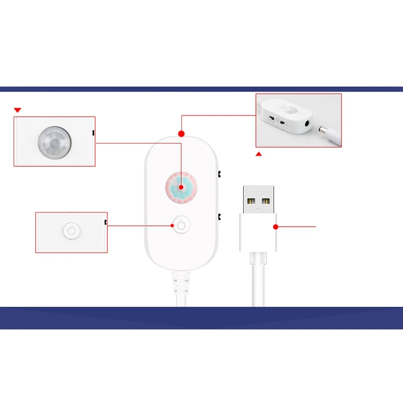 USB PIR Motion Sensor LED Strip Lamp Bed Cabinet Closet Stairs Night Light-Warm White
USB PIR Motion Sensor LED Strip Lamp Bed Cabinet Closet Stairs Night Light-Warm White