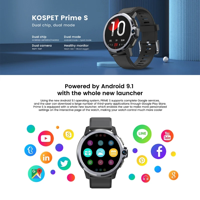 Compatible for Kospet Prime S Dual Chip Dual System Dual Camera 1050mah Battery 1.6 Inch IPS Screen Bluetooth Smartwatch
Compatible for Kospet Prime S Dual Chip Dual System Dual Camera 1050mah Battery 1.6 Inch IPS Screen Bluetooth Smartwatch