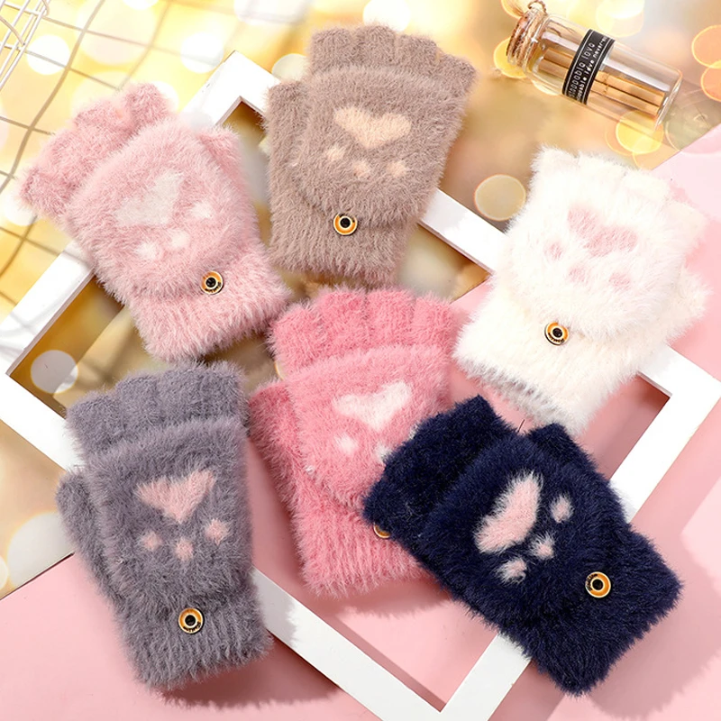 Winter Warm Soft Mink Gloves Cat Claw Fingerless Flip Mittens Wool Touchscreen Gloves Flap Cover Women Men Knitted Mitten Gloves
Winter Warm Soft Mink Gloves Cat Claw Fingerless Flip Mittens Wool Touchscreen Gloves Flap Cover Women Men Knitted Mitten Gloves