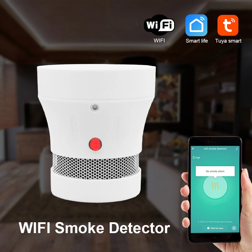 Дымовая сигнализация Tuya с Wi Fi детектор огня и дыма пожарная для дома система не