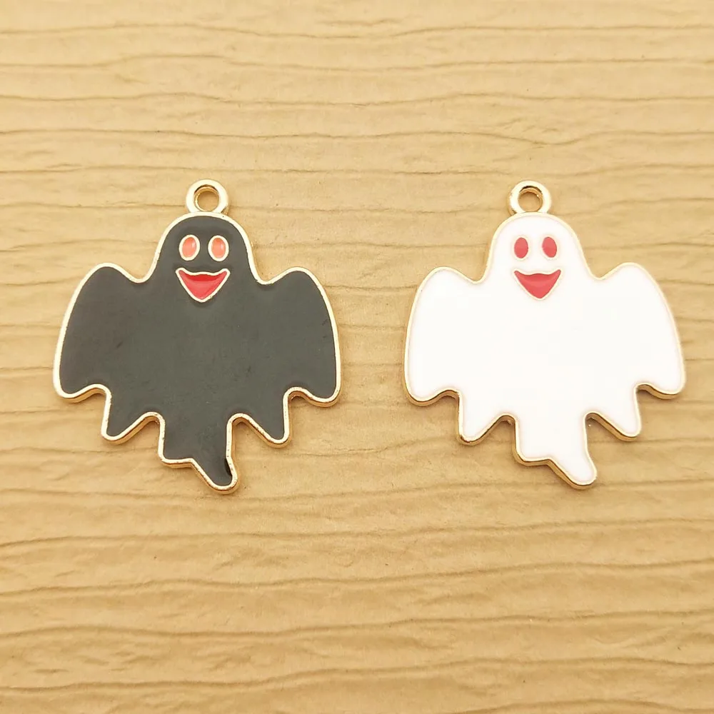 

10pcs 24x27mm enamel ghost charm for jewelry making crafting fashion earring pendant bracelet charm necklace charms diy finding
