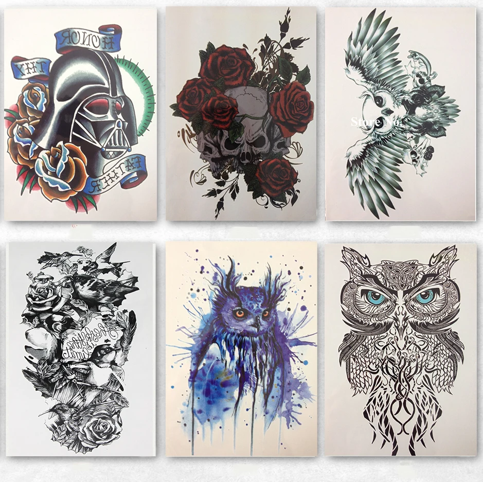2016 ГОРЯЧЕЙ ПРОДАЖИ 21X15 CM Синий СОВА Sexy Cool тату Водонепроницаемый Горячие
