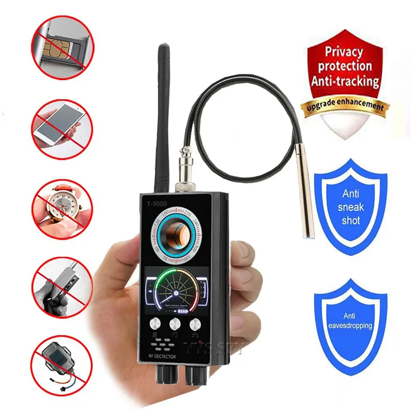 IR Laser RF Detector T9000 Anti Spy Cam Hidden Camera Scanner WiFi Signal GPS GSM Radio Phone Tracker Finder Private Security
IR Laser RF Detector T9000 Anti Spy Cam Hidden Camera Scanner WiFi Signal GPS GSM Radio Phone Tracker Finder Private Security