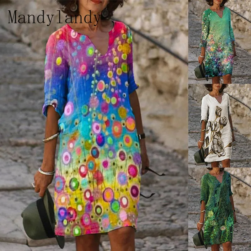 Mandylandy Women Printing Dress Summer V-Neck Half Sleeve A-Line Dresses Female Retro litera Vintage Loose Dress Vestidos
Mandylandy Women Printing Dress Summer V-Neck Half Sleeve A-Line Dresses Female Retro litera Vintage Loose Dress Vestidos