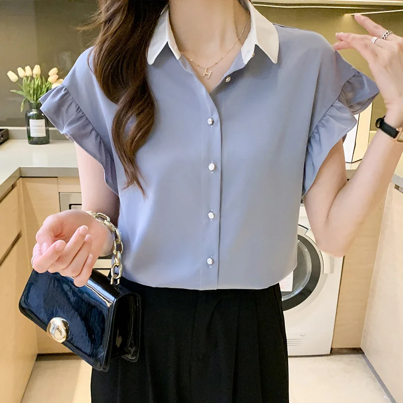Short Sleeve Shirt Design Sense 2021 Summer Lotus Leaf Fashion Simple Temperament Pure Color Female Models Wm*
Short Sleeve Shirt Design Sense 2021 Summer Lotus Leaf Fashion Simple Temperament Pure Color Female Models Wm*