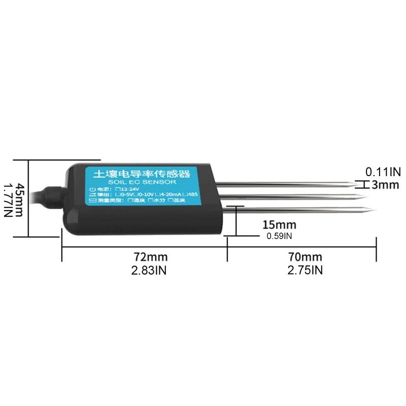 Three-in-one Soil Salt Sensor Soil Temperature/Humidity/Conductivity RS485 Detector Soil Moisture Tester for Plant Vegetables Ga
Three-in-one Soil Salt Sensor Soil Temperature/Humidity/Conductivity RS485 Detector Soil Moisture Tester for Plant Vegetables Ga