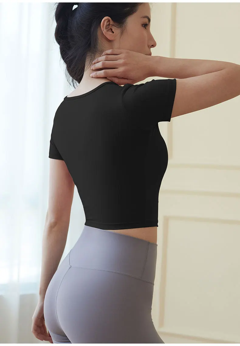 Tight Yoga Shirts Women Short Sleeve Cropped Hollow Out Gym Tops Fitness Running Workout Sport T-Shirts Sports Wear
Tight Yoga Shirts Women Short Sleeve Cropped Hollow Out Gym Tops Fitness Running Workout Sport T-Shirts Sports Wear