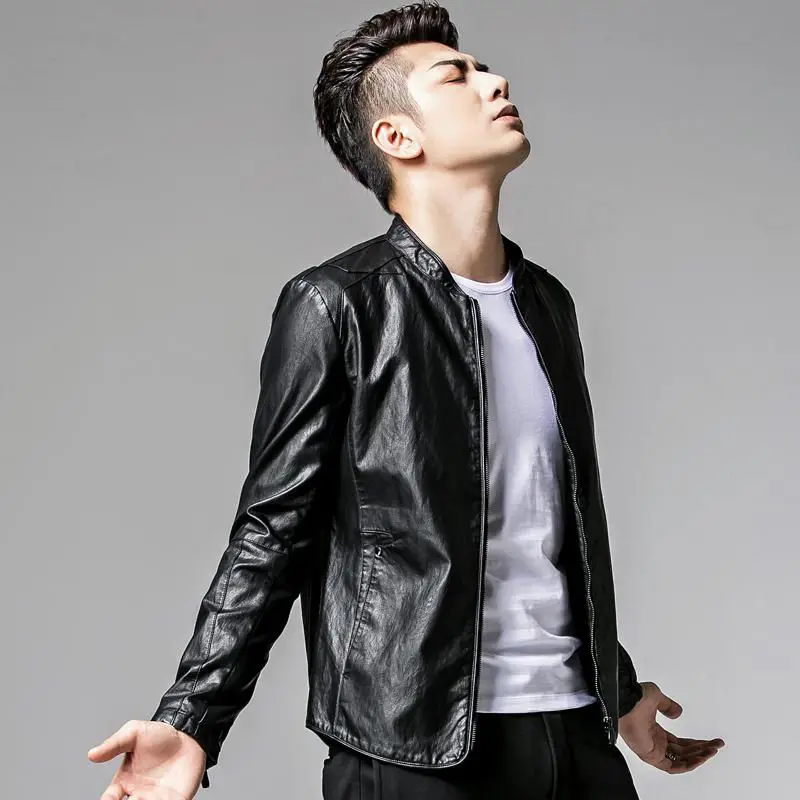2021 New Spring Autumn Men Korean Style Solid Faux Leather Jacket Male Stand Collar PU Leather Slim Short Motorcycle Coat S207
2021 New Spring Autumn Men Korean Style Solid Faux Leather Jacket Male Stand Collar PU Leather Slim Short Motorcycle Coat S207