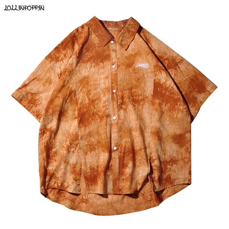 Tie-dyed Men Oversize Short Sleeve Shirt Turn Down Collar 2021 New Streetwear Hip Hop Drop Shoulder Loose Casual Summer Tops
Tie-dyed Men Oversize Short Sleeve Shirt Turn Down Collar 2021 New Streetwear Hip Hop Drop Shoulder Loose Casual Summer Tops