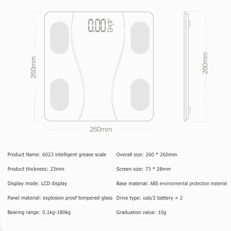 Smart Body Fat Scale Bluetooth LED Digital Bathroom Wireless Weight Scale Balance Body Composition Analyzer Weight Scale
Smart Body Fat Scale Bluetooth LED Digital Bathroom Wireless Weight Scale Balance Body Composition Analyzer Weight Scale
