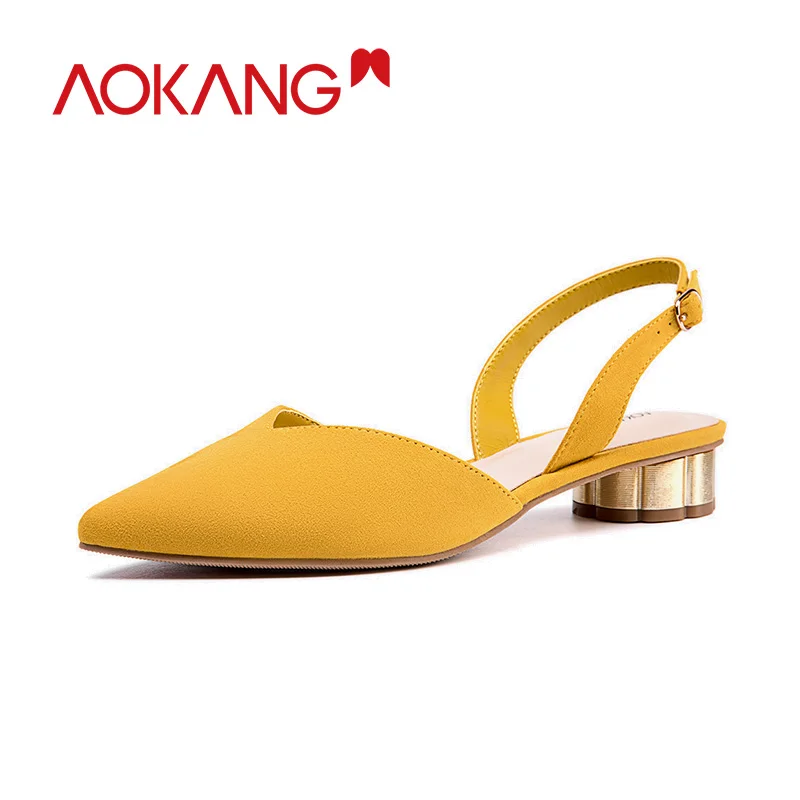 Женские туфли на толстом каблуке AOKANG туфли-лодочки с острым носком для танцев