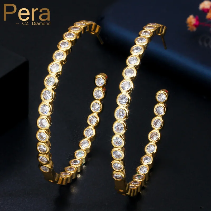 Pera Delicate Yellow Gold Ear Jewelry White Round Cubic Zircon Stone Big Circle Thin Earrings for Banquet Party Women Gift E481
Pera Delicate Yellow Gold Ear Jewelry White Round Cubic Zircon Stone Big Circle Thin Earrings for Banquet Party Women Gift E481