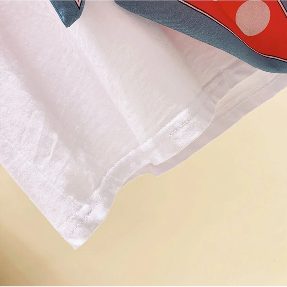 Patchwork Dot Scarf Cotton Short Sleeve T Shirt Woman Fashion O-Neck Baggy Loose S-XL White Black Tops Summer Clothes For Women
Patchwork Dot Scarf Cotton Short Sleeve T Shirt Woman Fashion O-Neck Baggy Loose S-XL White Black Tops Summer Clothes For Women