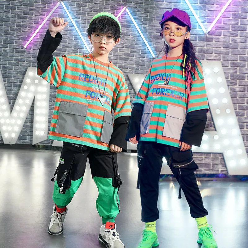 Children's Hip-Hop Dance Suit Girls striped Jazz Dress Performance Costume Long Sleeve Street Wear Autumn Winter girls' hip-hop
Children's Hip-Hop Dance Suit Girls striped Jazz Dress Performance Costume Long Sleeve Street Wear Autumn Winter girls' hip-hop