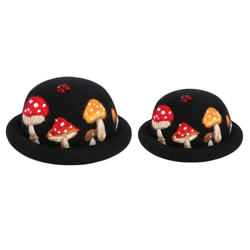 Parent-Child Winter Autumn Faux Wool Felt Jazz Hat Cute Cartoon Mushroom Ladybird Embroidery Vintage Prom Bucket Cap
Parent-Child Winter Autumn Faux Wool Felt Jazz Hat Cute Cartoon Mushroom Ladybird Embroidery Vintage Prom Bucket Cap