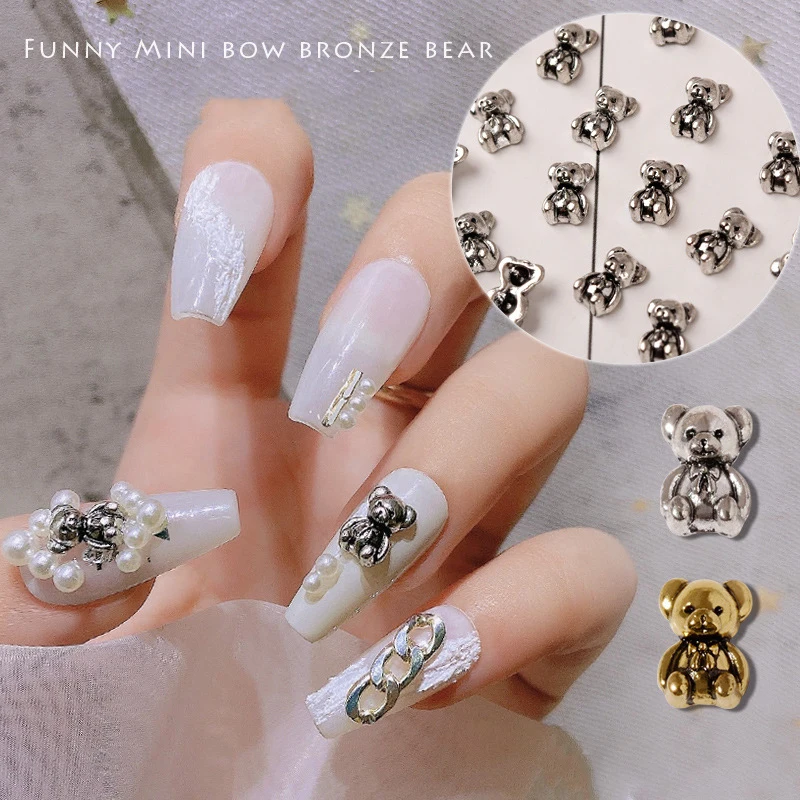 10Pcs Alloy Nail Charms Diamond 3D Cute Bear Shiny Nail Art Decorations Gold Silver Metal Nail Jewelry DIY Manicure Accessories
10Pcs Alloy Nail Charms Diamond 3D Cute Bear Shiny Nail Art Decorations Gold Silver Metal Nail Jewelry DIY Manicure Accessories