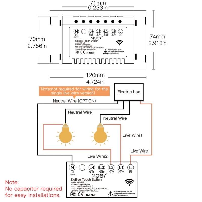 Tuya ZigBee Smart Light Switch With/Without Neutral Wire Two Wiring Methods Must Works With Tuya Zigbee Hub Work With Alexa
Tuya ZigBee Smart Light Switch With/Without Neutral Wire Two Wiring Methods Must Works With Tuya Zigbee Hub Work With Alexa