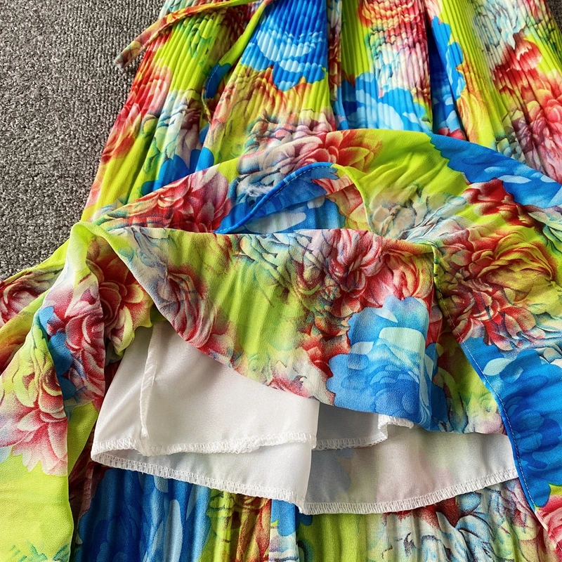 Women Print Chiffon Pleated Dress Korean Style Puff Sleeve O Neck A-line Dresses Summer 2021 Bohemian Holiday Beach Midi Dress
Women Print Chiffon Pleated Dress Korean Style Puff Sleeve O Neck A-line Dresses Summer 2021 Bohemian Holiday Beach Midi Dress
