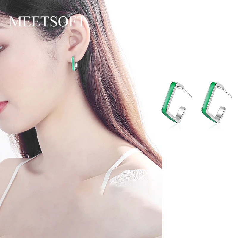 MEETSOFT Vintage 925 Sterling Silver Minimalist Square Green Zircon Stud Earrings for Women Chic Gift Fine Jewelry Drop Shipping
MEETSOFT Vintage 925 Sterling Silver Minimalist Square Green Zircon Stud Earrings for Women Chic Gift Fine Jewelry Drop Shipping