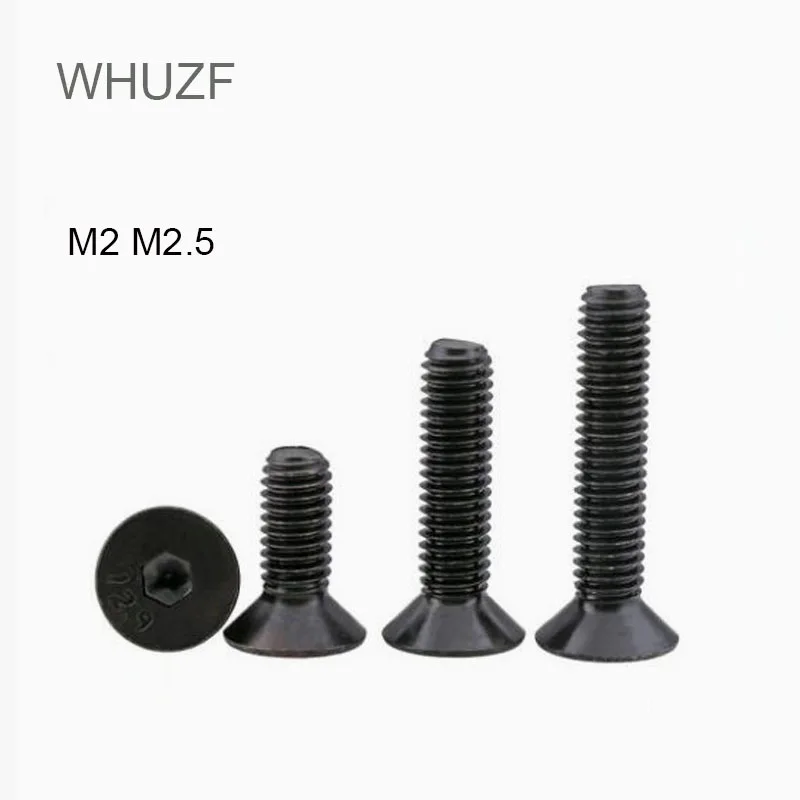 

100pcs Hexagon Socket Flat Countersunk Head Screw Carbon Steel M2 M2.5 Hex Socket Bolts Machine Screw DIN7991