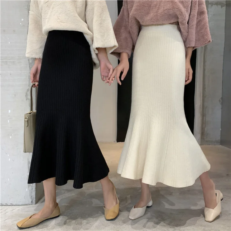 Fall Winter Korean Chic Ruffles Slim High Waist Mermaid Skirts Women Wild Solid Wrap Hip Knitted Trumpet Skirt Faldas
Fall Winter Korean Chic Ruffles Slim High Waist Mermaid Skirts Women Wild Solid Wrap Hip Knitted Trumpet Skirt Faldas