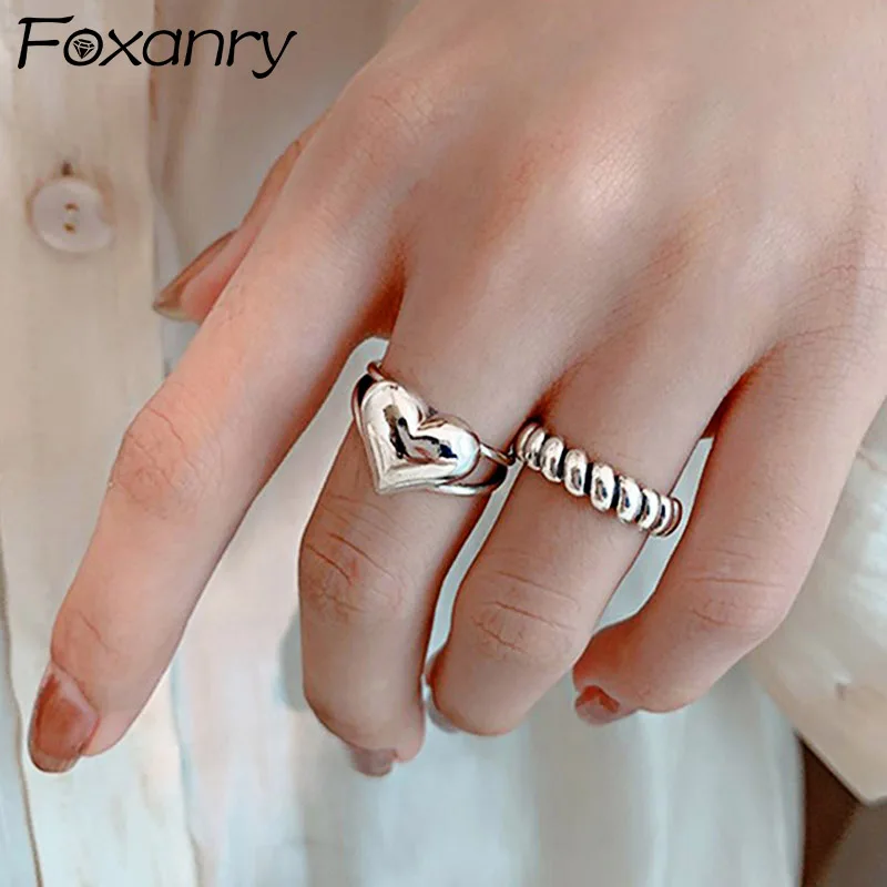 

Женское Винтажное кольцо Foxanry, минималистичное ювелирное изделие из стерлингового серебра 925 пробы с геометрическим узором, ручной работы