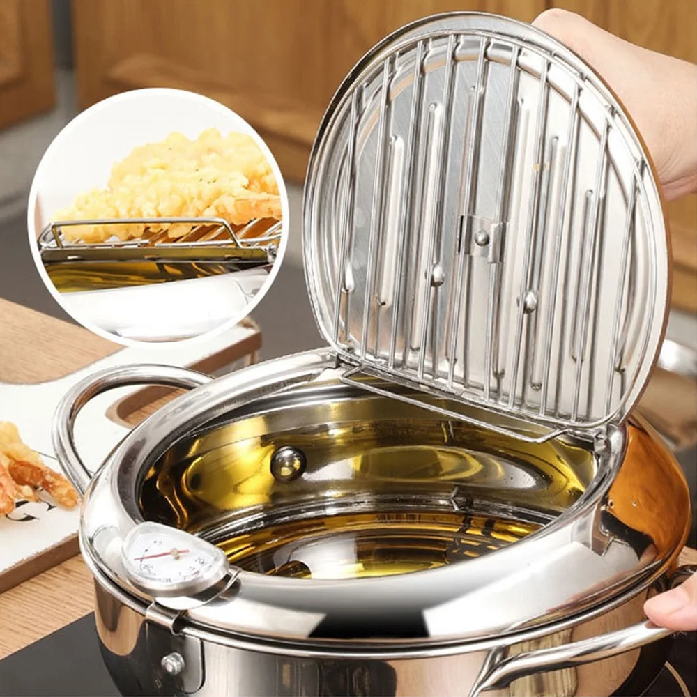 Hot 20/24CM Japanese Tempura Fryer Pan Deep Frying Pot Thermometer Tempura Temperature Control Fried Chicken Pot Cooking Gadgets
Hot 20/24CM Japanese Tempura Fryer Pan Deep Frying Pot Thermometer Tempura Temperature Control Fried Chicken Pot Cooking Gadgets