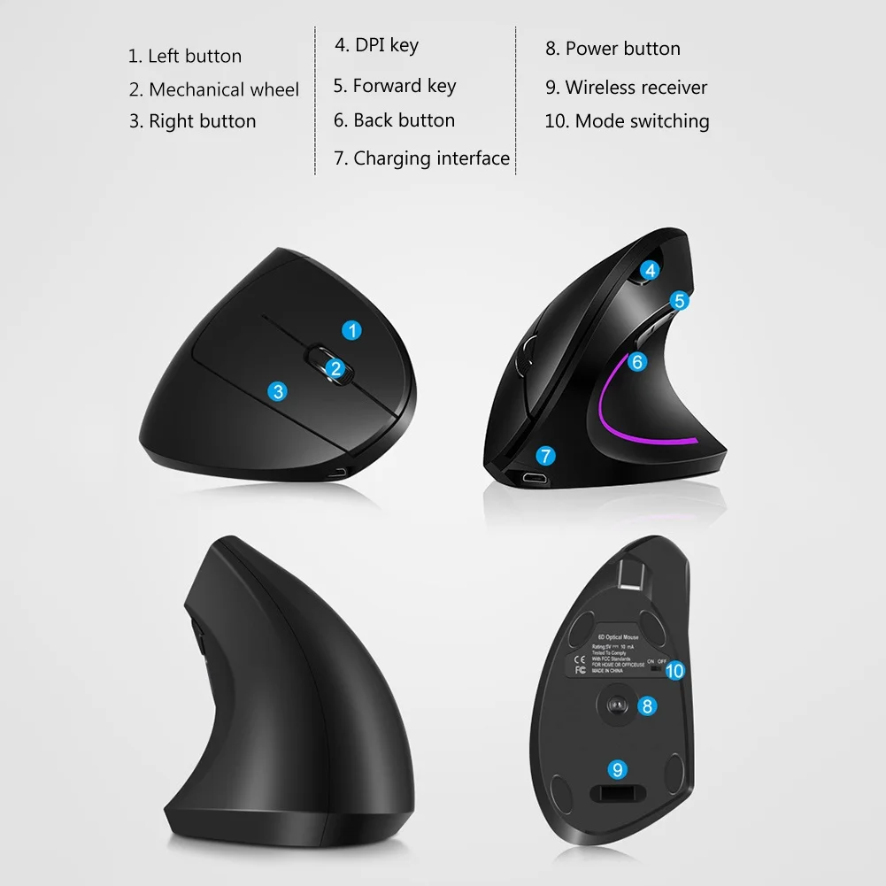 H1 Ergonomic Vertical 2.4G Wireless Adjustable 2400DPI Gaming Mouse Mice for PC
H1 Ergonomic Vertical 2.4G Wireless Adjustable 2400DPI Gaming Mouse Mice for PC