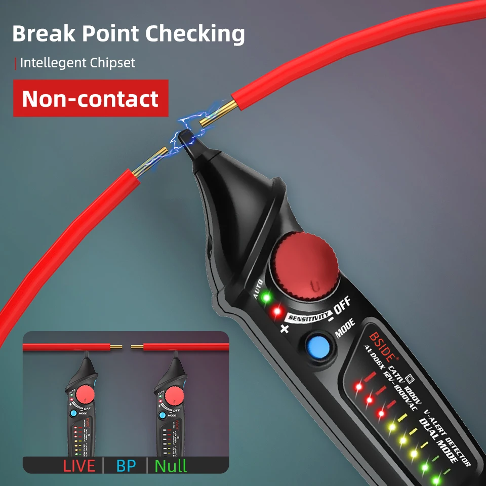 BSIDE Non-Contact Voltage detector indicator AVD06 Profession Smart test pencil Live/phase wire Breakpoint NCV Continuity Tester
BSIDE Non-Contact Voltage detector indicator AVD06 Profession Smart test pencil Live/phase wire Breakpoint NCV Continuity Tester
