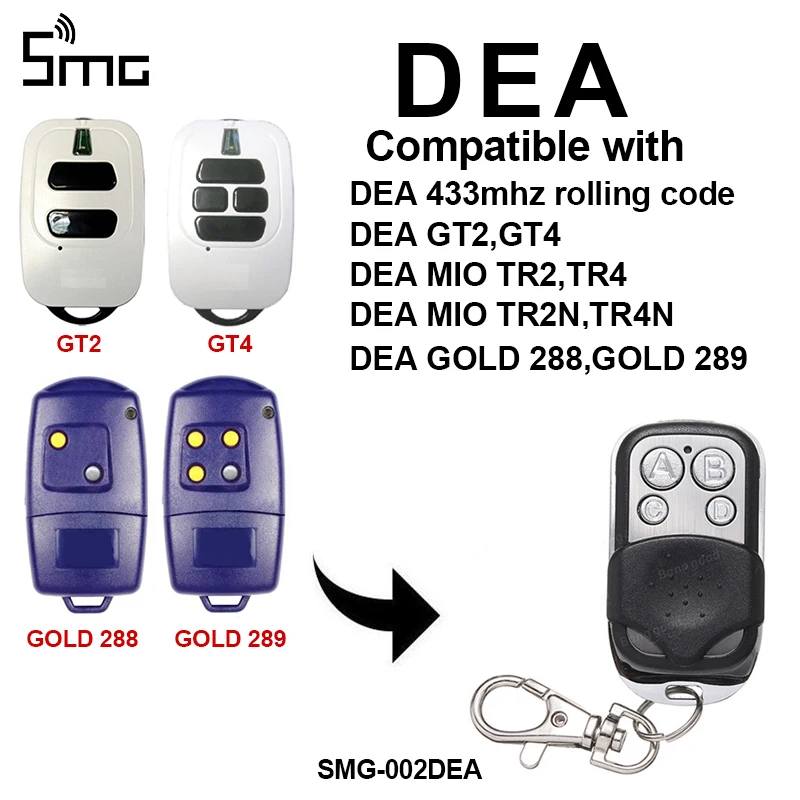 DEA GT2 GT4 gate contol garage door remote control replacement DEA remote garage rolling code 433.92mhz
DEA GT2 GT4 gate contol garage door remote control replacement DEA remote garage rolling code 433.92mhz