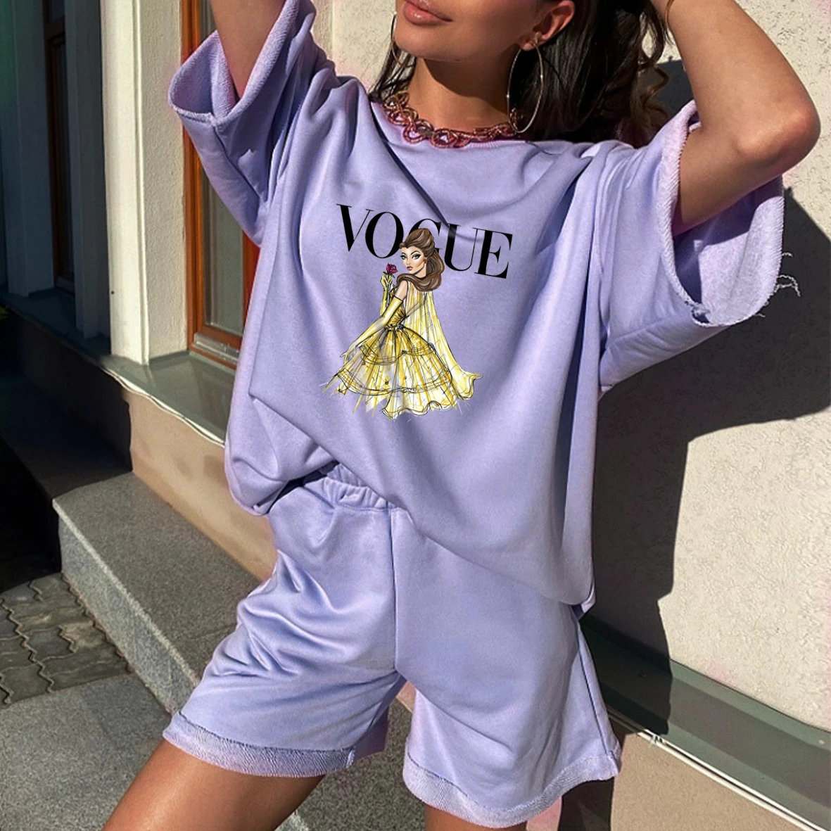 Vogue 2021 Women's Tracksuit New Cotton Summer Short Pants Two Pieces Ladies Set Soft Tracksuit Short Sleeve Tops Sport Pants
Vogue 2021 Women's Tracksuit New Cotton Summer Short Pants Two Pieces Ladies Set Soft Tracksuit Short Sleeve Tops Sport Pants