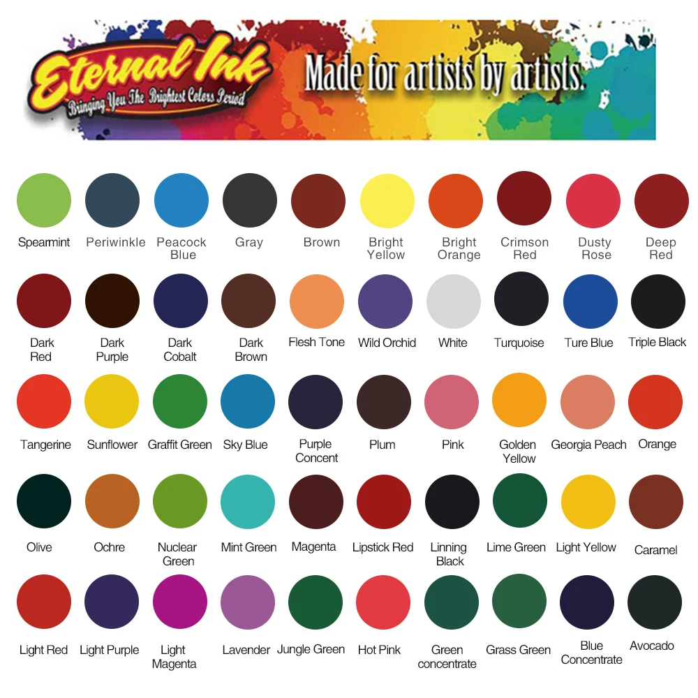 Tattoo Ink Professional Ink Set High Quality 1 OZ 50 Basic Pigment Colors supplies
Tattoo Ink Professional Ink Set High Quality 1 OZ 50 Basic Pigment Colors supplies