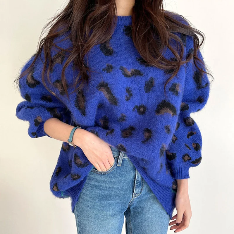 Korean Knitted Pullover Autumn Winter Lazy Wind Round Neck Leopard Pattern Pullover Mohair Skin Friendly Long Sleeve Sweater
Korean Knitted Pullover Autumn Winter Lazy Wind Round Neck Leopard Pattern Pullover Mohair Skin Friendly Long Sleeve Sweater