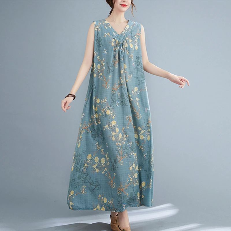 Reversible Summer Sleeveless Loose Cotton Linen Vintage Floral Blue Long Fashion Dresses 2021 NEW Elegant Party Cute Clothing
Reversible Summer Sleeveless Loose Cotton Linen Vintage Floral Blue Long Fashion Dresses 2021 NEW Elegant Party Cute Clothing
