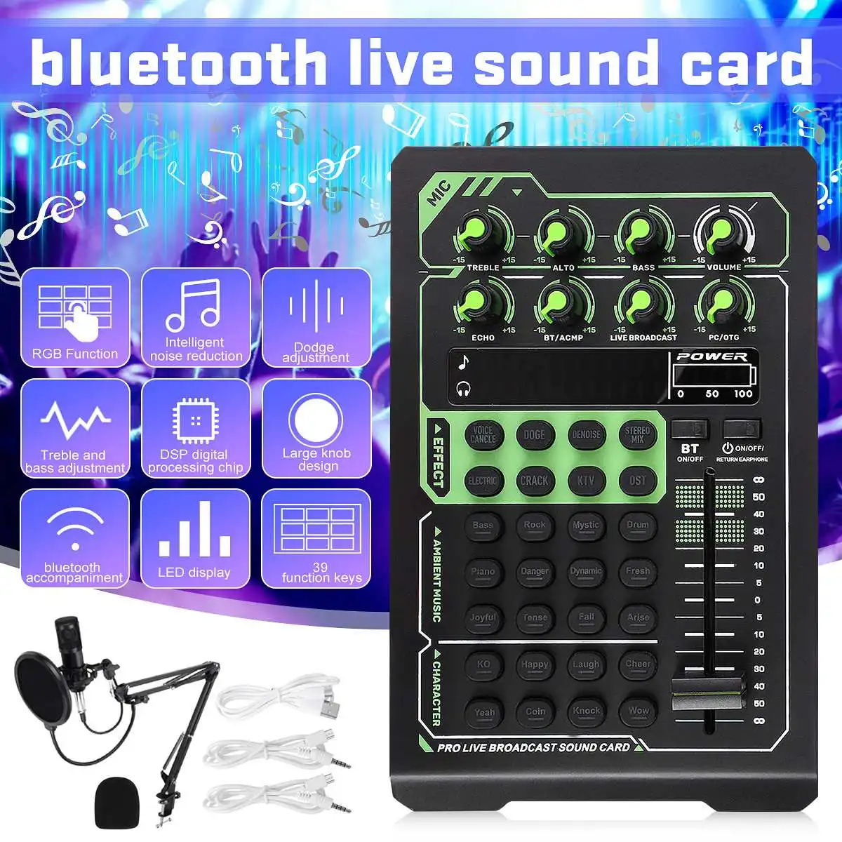 Профессиональный конденсаторный микрофон BM800 Pro, Bluetooth-микшер, звуковая карта, микрофон, стойка, запись, профессиональные игры, KTV
Профессиональный конденсаторный микрофон BM800 Pro, Bluetooth-микшер, звуковая карта, микрофон, стойка, запись, профессиональные игры, KTV