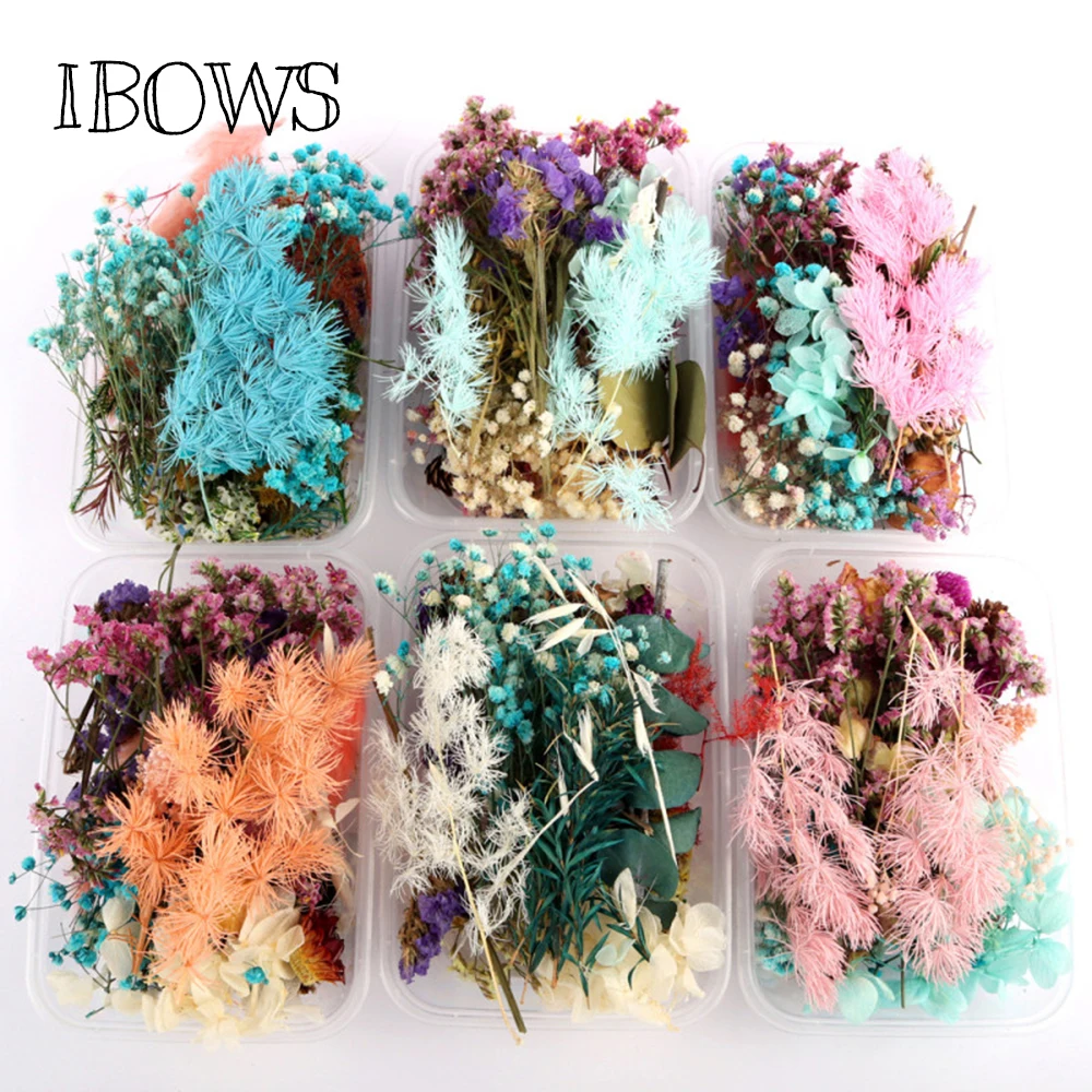 

IBOWS 1Box Real Dried Flower Dry Plants For Aromatherapy Candle Epoxy Resin Pendant Necklace Jewelry Making Craft DIY Accessory